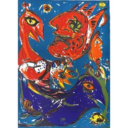 Carl-Henning Pedersen Stjernernes møde litografi Carl-Henning Pedersen Stjernernes møde litografi