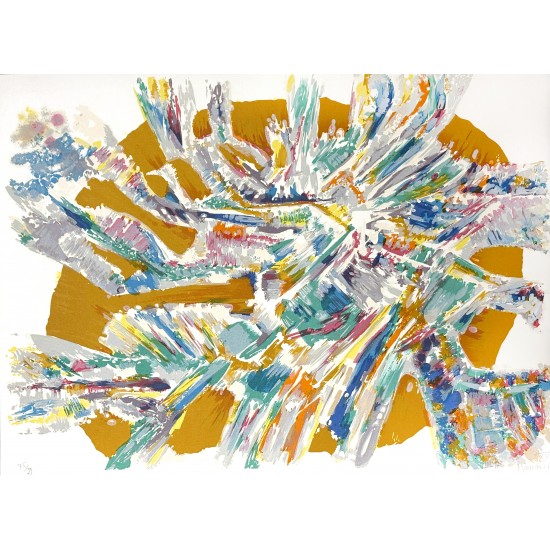 Alfred Manessier lithography 56x76 cm. L'Apparitition de Jésus af Marie de Magdala (1978)