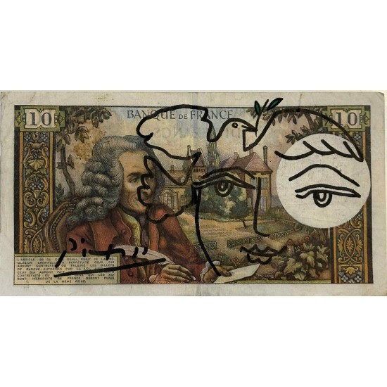 Pablo Picasso (1881 - 1973) bemalet pengeseddel.