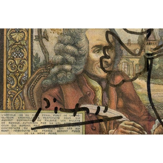 Pablo Picasso (1881 - 1973) bemalet pengeseddel.