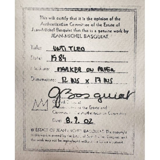 JEAN-MICHEL BASQUIAT, Tusch på karton