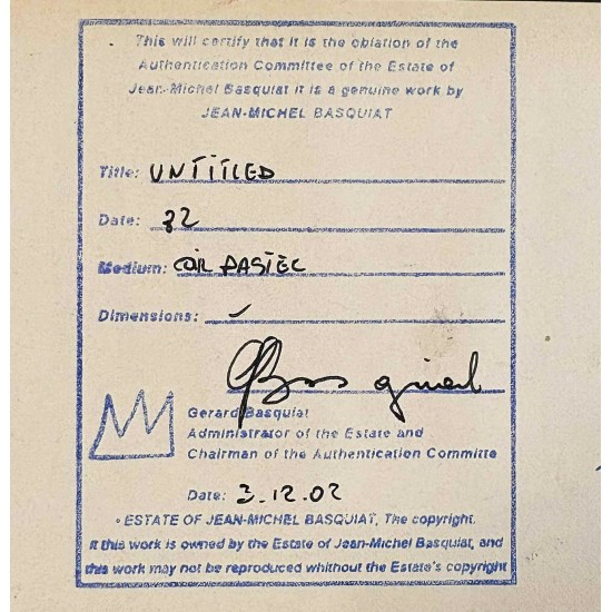 JEAN-MICHEL BASQUIAT, Oliekridt på karton