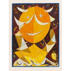 Egill Jacobsen (1910-1998): ' Maskefigur'.Litografi i farver.   Egill Jacobsen (1910-1998): ' Maskefigur'.Litografi i farver.