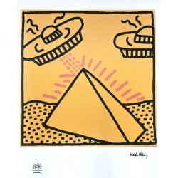 Keith Haring Lithography Pyramid With UFOs  70x50cm