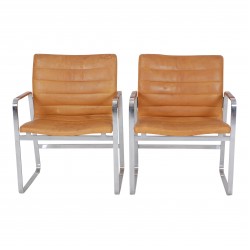 Jørgen Lund and Ole Larsen Set of BO-850 armchairs with patinated leather Jørgen Lund and Ole Larsen Set of BO-850 armchairs with patinated leather