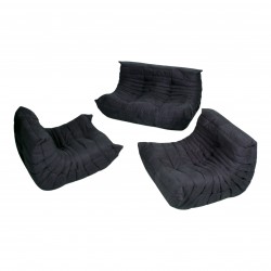 Michel Ducaroy Togo Sort alcantara sofasæt (3) Michel Ducaroy Togo Sort alcantara sofasæt (3)