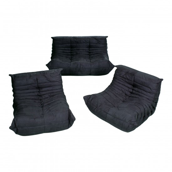 Michel Ducaroy Togo sofa set black alcantara (3)