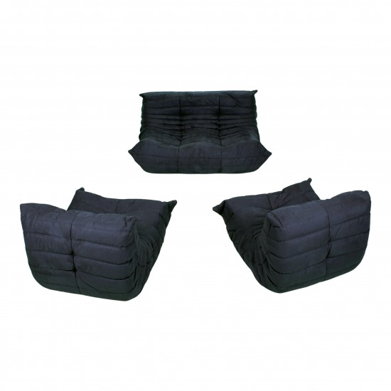 Michel Ducaroy Togo sofa set black alcantara (3)