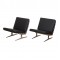 Paul Leidersdorff Set of Caravelle armchairs with black leather (2)