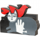 Corneille wooden Sculpture of woman and cat H: 35 Cm