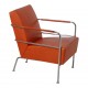 Gunilla Allard Cinema Chair with patinated cognac leather and chrome frame