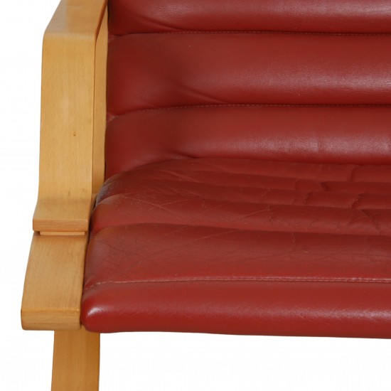 Hvidt og Mølgaard Ax loungechair in red leather 