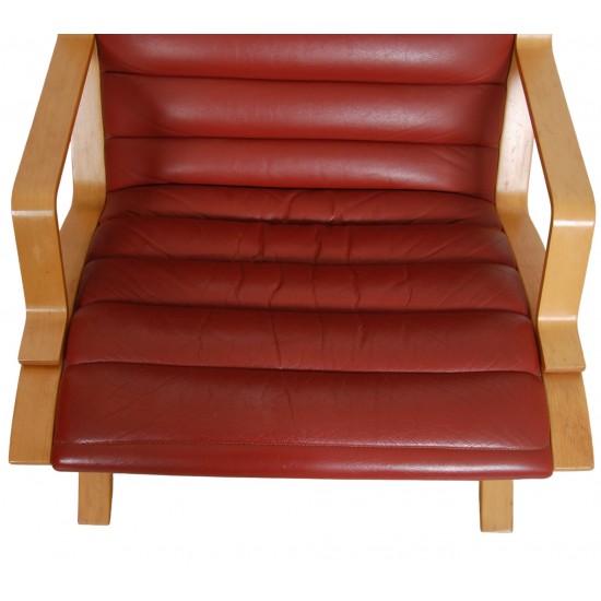 Hvidt og Mølgaard Ax loungechair in red leather 