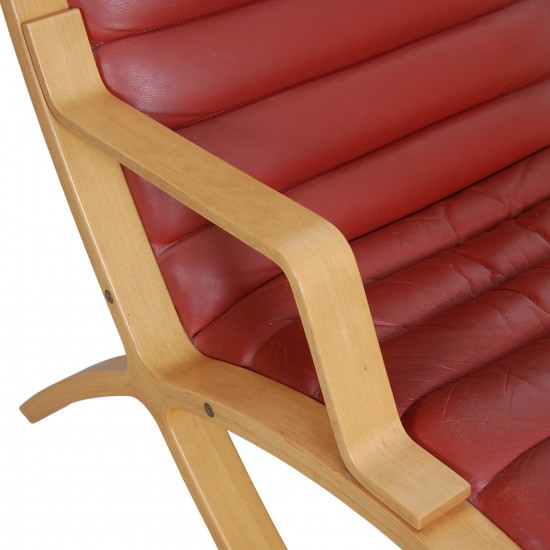 Hvidt og Mølgaard Ax loungechair in red leather 