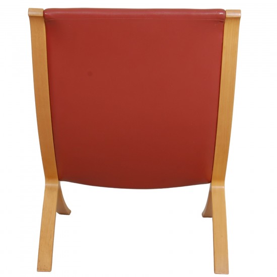 Hvidt og Mølgaard Ax loungechair in red leather 