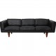 Illum Wikkelsø 3.seater V.11 sofa new reupholstered in black leather