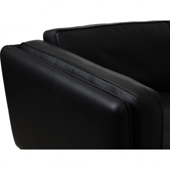 Illum Wikkelsø 3.seater V.11 sofa new reupholstered in black leather