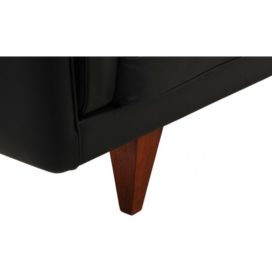 Illum Wikkelsø 3.seater V.11 sofa new reupholstered in black leather