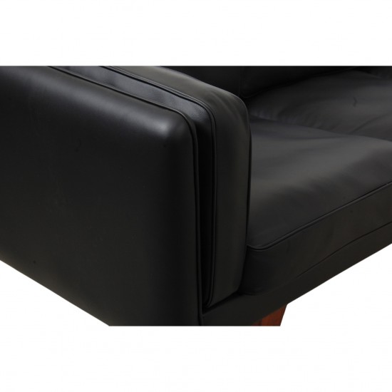 Illum Wikkelsø 3.seater V.11 sofa new reupholstered in black leather