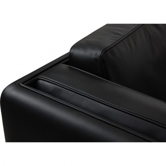 Illum Wikkelsø 3.seater V.11 sofa new reupholstered in black leather