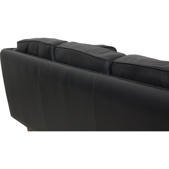 Illum Wikkelsø 3.seater V.11 sofa new reupholstered in black leather