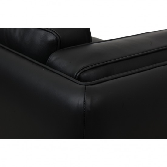 Illum Wikkelsø 3.seater V.11 sofa new reupholstered in black leather