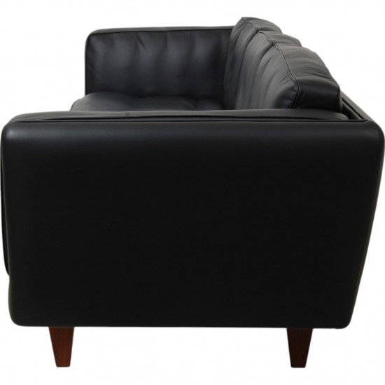 Illum Wikkelsø 3.seater V.11 sofa new reupholstered in black leather