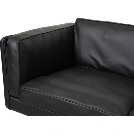 Illum Wikkelsø 3.seater V.11 sofa new reupholstered in black leather