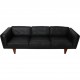 Illum Wikkelsø 3.seater V.11 sofa new reupholstered in black leather