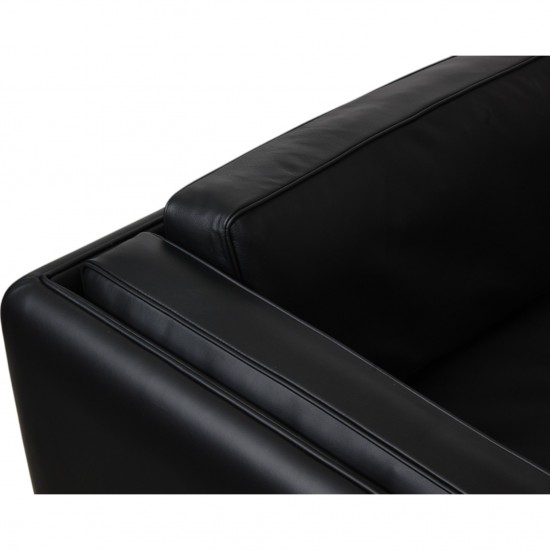 Illum Wikkelsø 3.seater V.11 sofa new reupholstered in black leather
