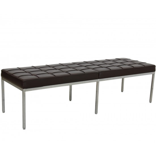 Florence Knoll Bench in dark brown leather