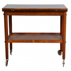 Serving table of rosewood and a black top Serving table of rosewood and a black top