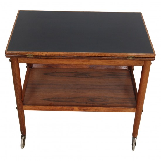 Serving table of rosewood and a black top