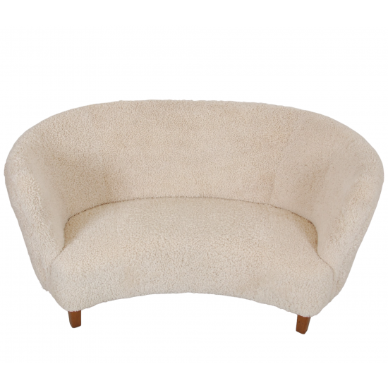 Næstved Møbelfabrik 2.seater sofa newly reupholstered in sheepskin