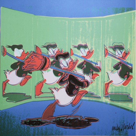 Andy Warhol "Anniversary Donald Duck" grøn litografi, 60x60, tryksigneret