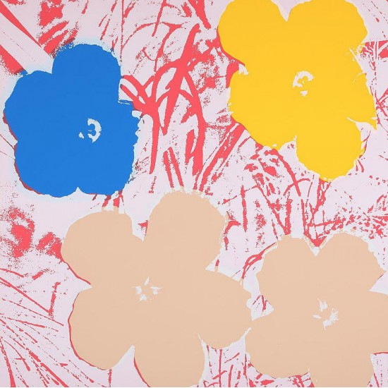 Andy Warhol, “Flowers” serigrafi i farver, 91×91, certifikat medfølger