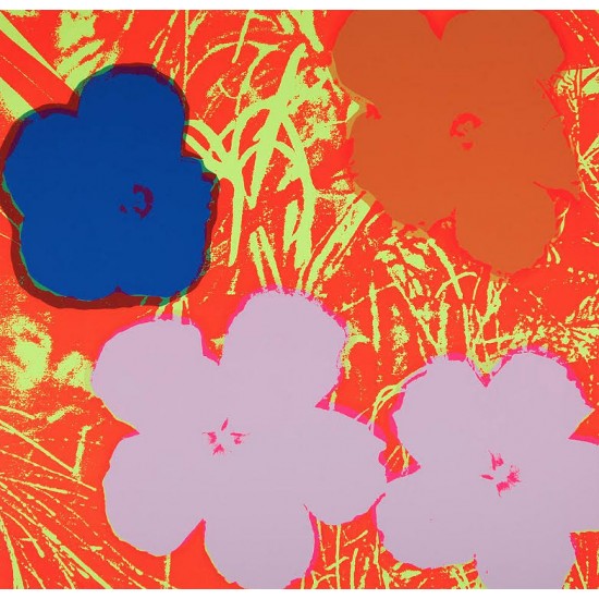 Andy Warhol, “Flowers” serigrafi i farver, 91×91, certifikat medfølger