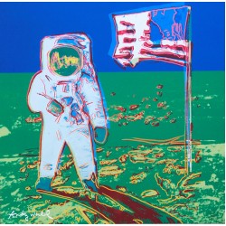 Andy Warhol "Moonwalk" Blå-Grøn litografi, 60x60 tryksigneret Andy Warhol "Moonwalk" Blå-Grøn litografi, 60x60 tryksigneret