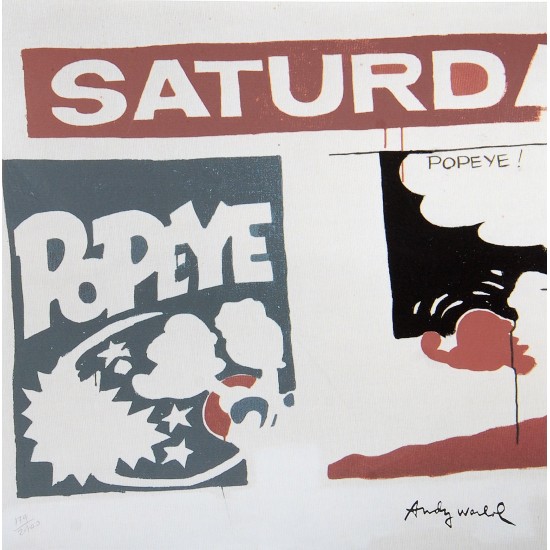 Andy Warhol "Saturday's Popeye" litografi, 60x60, signeret