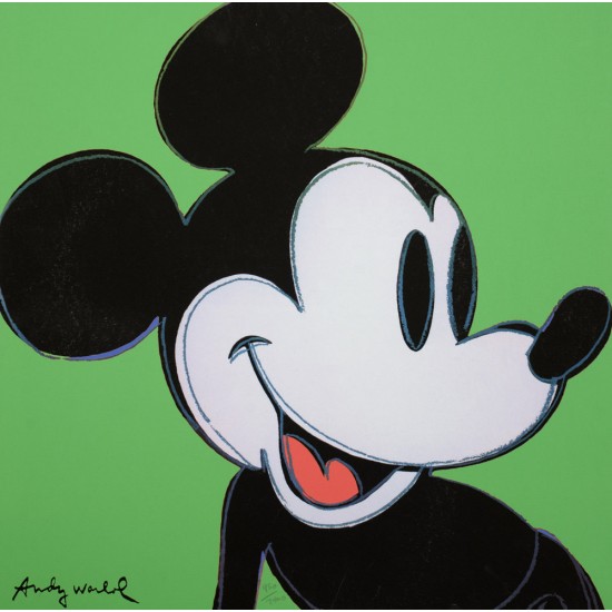 Andy Warhol "Mickey Mouse" grøn litografi, 60x60, tryksigneret