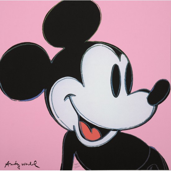 Andy Warhol "Mickey Mouse" pink litografi, 60x60, tryksigneret
