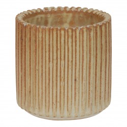 Arne Bang stentøj: Stentøjs cylinderformet brun vase, nummereret 129, H: 8,5 Arne Bang stentøj: Stentøjs cylinderformet brun vase, nummereret 129, H: 8,5
