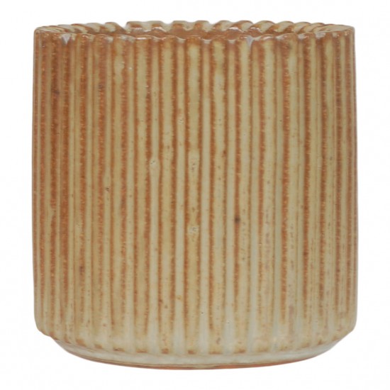 Arne Bang stentøj: Stentøjs cylinderformet brun vase, nummereret 129, H: 8,5
