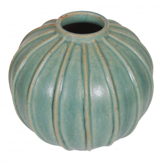 Arne Bang: Green Sphere shaped vase H: 13,3