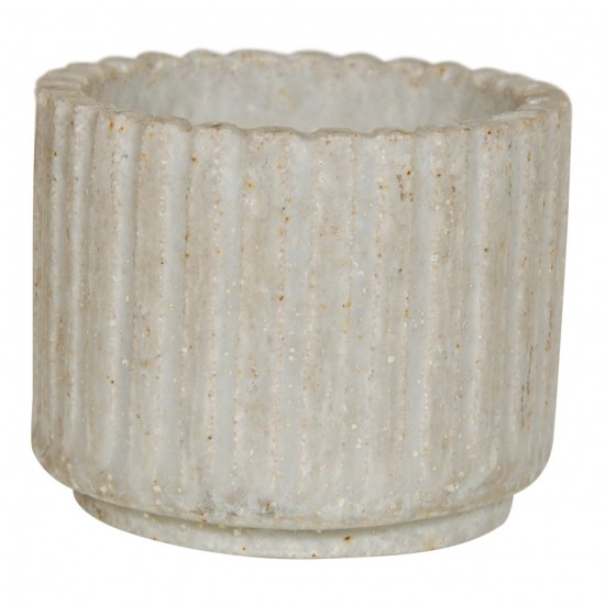 Arne Bang Stoneware beige vase with ribbed design H: 5.5