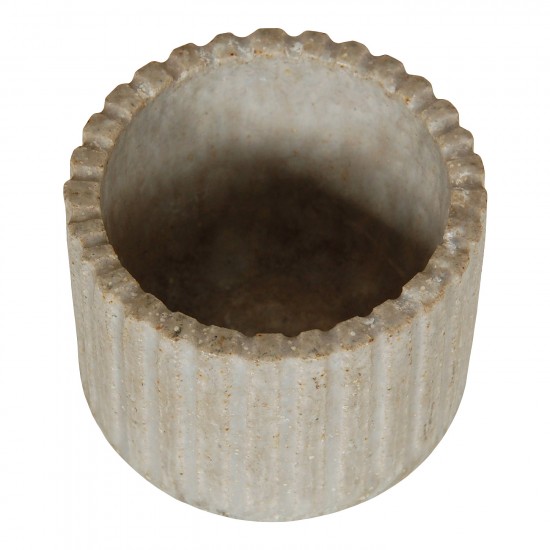 Arne Bang Stentøj beige vase med riflet design H: 5,5