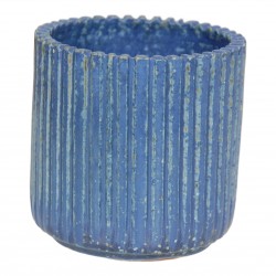 Arne Bang Stentøj blå vase med riflet design H: 8,5 Arne Bang Stentøj blå vase med riflet design H: 8,5