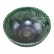 Arne Bang Stoneware bowl with ribbed body, decorated with green bird egg glaze, H: 8,3