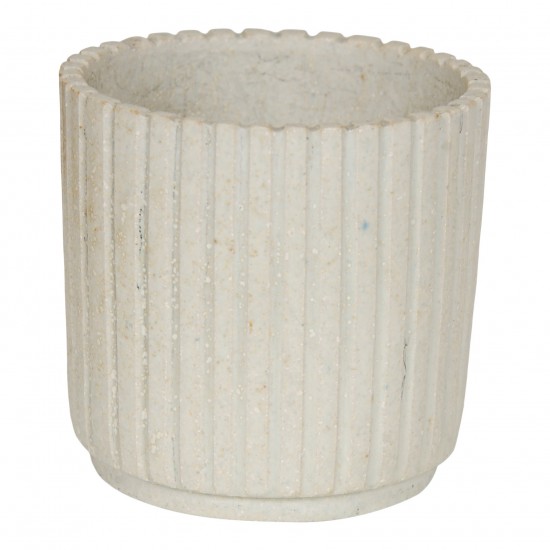 Arne Bang Stoneware beige vase with ribbed design H: 8.5