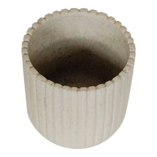 Arne Bang Stoneware beige vase with ribbed design H: 8.5